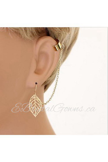 Women's European And American Simple Leaves Chain Earrings