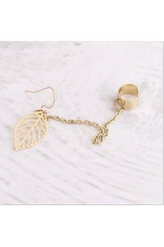 Women's European And American Simple Leaves Chain Earrings