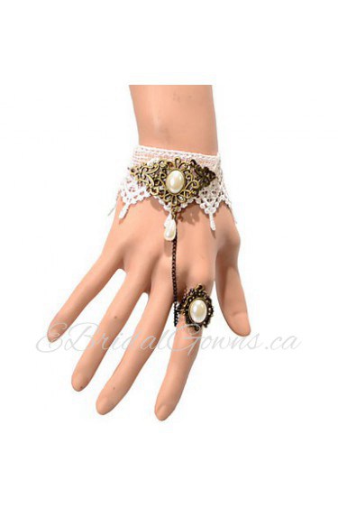 Vintage Half Drip Pearl Bracelet With Ring