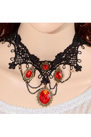 Vintage Four Red Gem Necklace