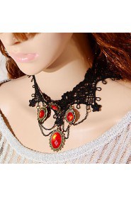 Vintage Four Red Gem Necklace