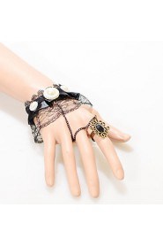 Vintage Black Lace Bracelet With Ring