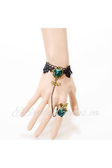 Vintage Butterfly Rose Bracelet With Ring