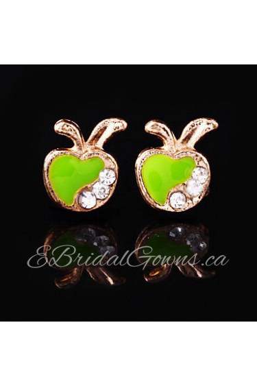 Women's Apple Alloy Stud Earrings With Rhinestone More Colors