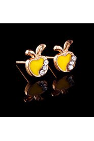 Women's Apple Alloy Stud Earrings With Rhinestone More Colors