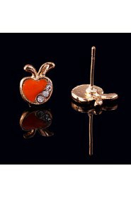 Women's Apple Alloy Stud Earrings With Rhinestone More Colors