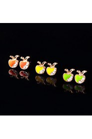 Women's Apple Alloy Stud Earrings With Rhinestone More Colors