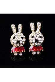 Women's Rabbit Alloy Stud Earrings With Rhinestone More Colors