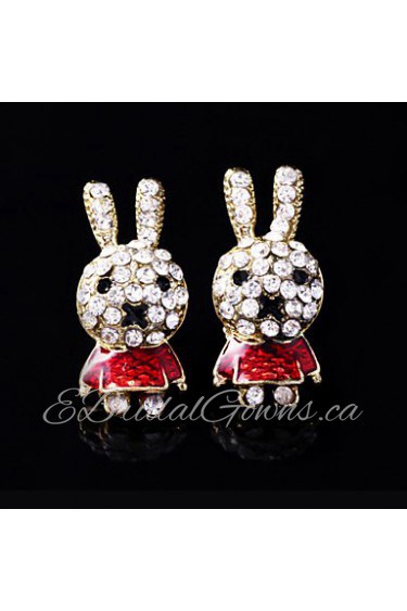 Women's Rabbit Alloy Stud Earrings With Rhinestone More Colors