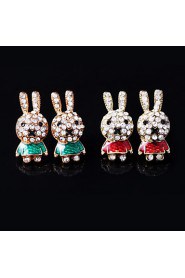 Women's Rabbit Alloy Stud Earrings With Rhinestone More Colors