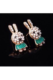 Women's Rabbit Alloy Stud Earrings With Rhinestone More Colors