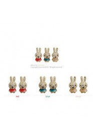 Women's Rabbit Alloy Stud Earrings With Rhinestone More Colors