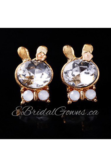 Cute Rabbit Crystal Earrings