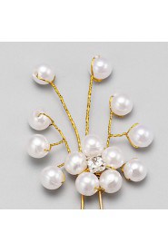 Women's / Flower Girl's Rhinestone / Alloy / Imitation Pearl Headpiece-Wedding / Special Occasion Hair Pin 1 Piece White Round