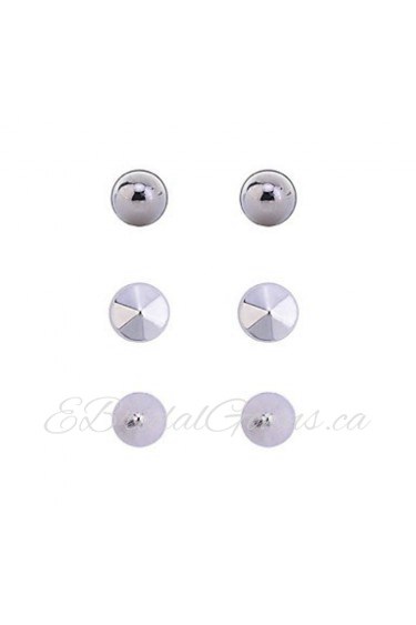 European Style Punk Individuality Rivet Stud Earrings (3 Pairs A Set)