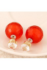 Women's European Style Fashion Candy-colored Shiny Beads Stud Earrings With Rhinestone