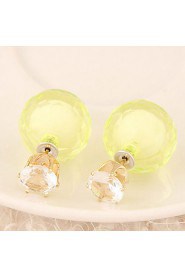 Women's European Style Fashion Candy-colored Shiny Beads Stud Earrings With Rhinestone