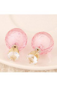 Women's European Style Fashion Candy-colored Shiny Beads Stud Earrings With Rhinestone