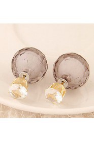 Women's European Style Fashion Candy-colored Shiny Beads Stud Earrings With Rhinestone