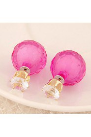 Women's European Style Fashion Candy-colored Shiny Beads Stud Earrings With Rhinestone