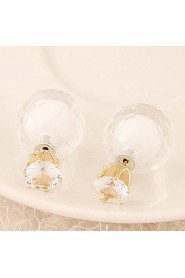 Women's European Style Fashion Candy-colored Shiny Beads Stud Earrings With Rhinestone