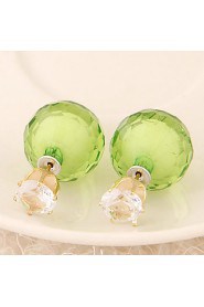 Women's European Style Fashion Candy-colored Shiny Beads Stud Earrings With Rhinestone