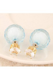 Women's European Style Fashion Candy-colored Shiny Beads Stud Earrings With Rhinestone