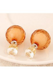 Women's European Style Fashion Candy-colored Shiny Beads Stud Earrings With Rhinestone