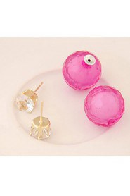 Women's European Style Fashion Candy-colored Shiny Beads Stud Earrings With Rhinestone