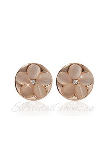 18K Gold Plated Goegeous Onyx With Flower Shape Fashion Earrings