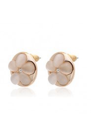 18K Gold Plated Goegeous Onyx With Flower Shape Fashion Earrings