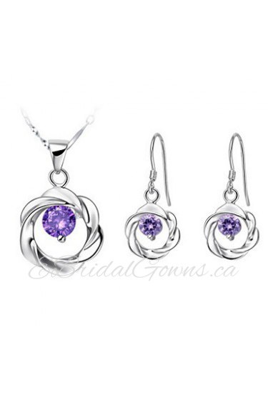 Jewelry Set Women's Anniversary / Birthday / Gift / Party / Daily / Special Occasion Jewelry Sets Silver Cubic ZirconiaNecklaces /