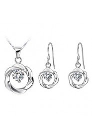 Jewelry Set Women's Anniversary / Birthday / Gift / Party / Daily / Special Occasion Jewelry Sets Silver Cubic ZirconiaNecklaces /