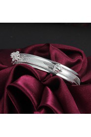 High Quality Sweet Silver Silver-Plated Flower With Heart Cuffed Bracelets