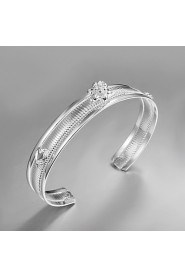 High Quality Sweet Silver Silver-Plated Flower With Heart Cuffed Bracelets