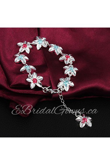 High Quality Beautiful Silver Silver-Plated With Red And Bule Rhinestone Charm Bracelets