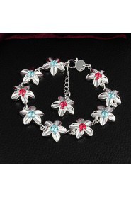 High Quality Beautiful Silver Silver-Plated With Red And Bule Rhinestone Charm Bracelets