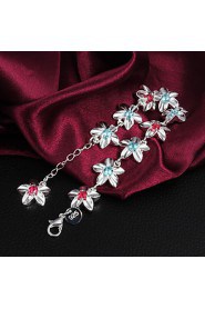 High Quality Beautiful Silver Silver-Plated With Red And Bule Rhinestone Charm Bracelets