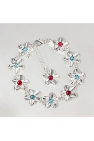 High Quality Beautiful Silver Silver-Plated With Red And Bule Rhinestone Charm Bracelets