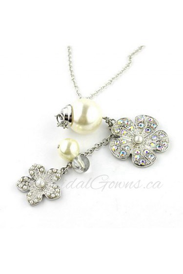 Gorgeous Alloy With Rhinestone And Imitation Pearl Women's Necklace