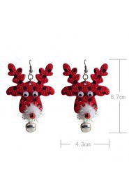 Lureme Fashion Shining Powder Christmas Red The Deer Head Alloy Drop Earrings