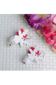 Lureme Fashion Shining Powder Christmas Red The Deer Head Alloy Drop Earrings