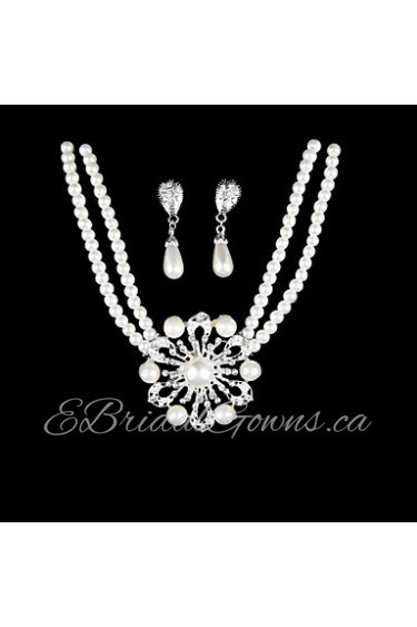 Jewelry Set Women's Wedding / Party / Daily Jewelry Sets Pearl / Alloy Necklaces / Earrings Silver