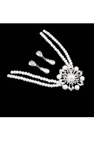 Jewelry Set Women's Wedding / Party / Daily Jewelry Sets Pearl / Alloy Necklaces / Earrings Silver