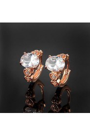 Fashion Brass Rose Gold Plated with Cubic Zirconia Women's Earrings(More Colors)