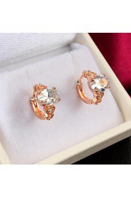 Fashion Brass Rose Gold Plated with Cubic Zirconia Women's Earrings(More Colors)