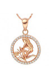 Fashion Alloy Zodiac Virgo Women's Necklace With Rhinestone(1 Pc)(Gold,Silver)