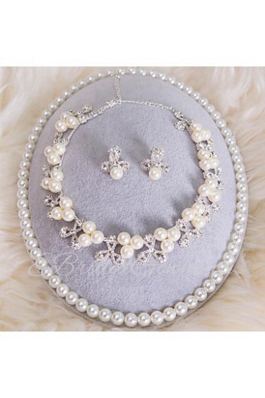 Jewelry Set Women's Wedding / Birthday / Gift / Party / Special Occasion Jewelry Sets Alloy Pearl Necklaces / Earrings / Tiaras Silver