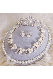 Jewelry Set Women's Wedding / Birthday / Gift / Party / Special Occasion Jewelry Sets Alloy Pearl Necklaces / Earrings / Tiaras Silver