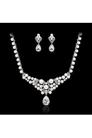 Jewelry Set Women's Anniversary / Wedding / Engagement / Birthday / Gift / Party Jewelry Sets Alloy Rhinestone Necklaces / Earrings Silver